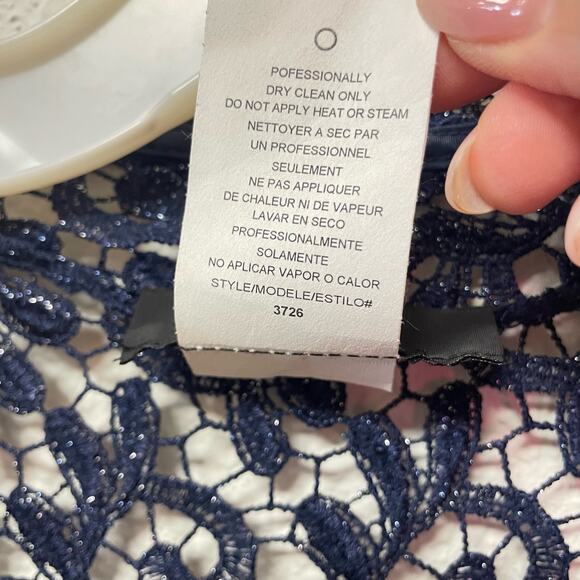 R&M Richards Long Sleeve Metallic Lace Jacket Dress STYLE# 3726 Navy Size 14 - Picture 12 of 14